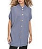 Donna Karan Wool Blend Button Front Mock Neck Capelet, Color:Tempest - Image 4