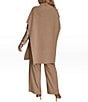 Donna Karan Wool Blend Mock Neck Asymmetric Poncho, Color:Heather Nolita - Image 2
