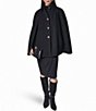 Donna Karan Wool Blend Point Collar Button Front Cape Coat - Image 3