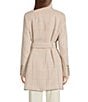 Donna Karan Wool Blend Printed Asymmetrical Wing Collar Belted Wrap Coat, Color:Beige/Ivory - Image 3