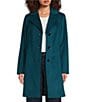 Donna Karan Wool Cashmere Blend Notch Collar Button Front Reefer Coat, Color:Pine - Image 1