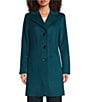 Donna Karan Wool Cashmere Blend Notch Collar Button Front Reefer Coat, Color:Pine - Image 2