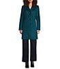 Donna Karan Wool Cashmere Blend Notch Collar Button Front Reefer Coat, Color:Pine - Image 4