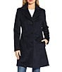 Donna Karan Wool Cashmere Blend Notch Collar Button Front Reefer Coat, Color:Dark Navy - Image 1
