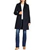 Donna Karan Wool Cashmere Blend Notch Collar Button Front Reefer Coat, Color:Dark Navy - Image 3