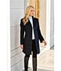 Donna Karan Wool Cashmere Blend Notch Collar Button Front Reefer Coat, Color:Dark Navy - Image 4