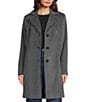 Donna Karan Wool Cashmere Blend Notch Collar Button Front Reefer Coat, Color:Medium Grey - Image 1