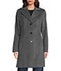 Donna Karan Wool Cashmere Blend Notch Collar Button Front Reefer Coat, Color:Medium Grey - Image 2
