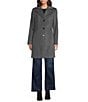 Donna Karan Wool Cashmere Blend Notch Collar Button Front Reefer Coat, Color:Medium Grey - Image 4