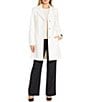 Donna Karan Wool Cashmere Blend Notch Collar Button Front Reefer Coat, Color:Ivory - Image 3