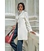 Donna Karan Wool Cashmere Blend Notch Collar Button Front Reefer Coat, Color:Ivory - Image 4