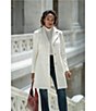 Donna Karan Wool Cashmere Blend Notch Collar Button Front Reefer Coat, Color:Ivory - Image 5