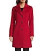 Donna Karan Wool Cashmere Blend Notch Collar Button Front Reefer Coat, Color:Red - Image 4
