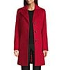 Donna Karan Wool Cashmere Blend Notch Collar Button Front Reefer Coat, Color:Red - Image 1
