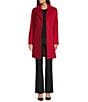 Donna Karan Wool Cashmere Blend Notch Collar Button Front Reefer Coat, Color:Red - Image 3