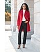 Donna Karan Wool Cashmere Blend Notch Collar Button Front Reefer Coat, Color:Red - Image 6