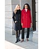 Donna Karan Wool Cashmere Blend Notch Collar Button Front Reefer Coat, Color:Red - Image 7