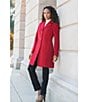 Donna Karan Wool Cashmere Blend Notch Collar Button Front Reefer Coat, Color:Red - Image 8