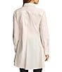 Color:Cream - Image 2 - Woven Button Front Collared Long Sleeve High-Low A-line Tunic