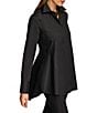 Donna Karan Woven Button Front Collared Long Sleeve High-Low A-line Tunic, Color:Black - Image 5