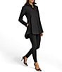 Donna Karan Woven Button Front Collared Long Sleeve High-Low A-line Tunic, Color:Black - Image 6