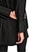 Donna Karan Woven Button Front Collared Long Sleeve High-Low A-line Tunic, Color:Black - Image 8
