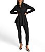 Donna Karan Woven Button Front Collared Long Sleeve High-Low A-line Tunic, Color:Black - Image 10