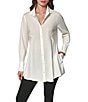 Donna Karan Woven Button Front Collared Long Sleeve High-Low A-line Tunic - Image 1