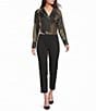 Donna Karan Woven Charmeuse Print V-Neck Long Sleeve Blouse - Image 3