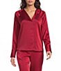 Donna Karan Woven Charmeuse V-Neck Long Sleeve Pullover Coordinating Blouse - Image 1