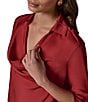Donna Karan Woven Cowl Neck With Collar Long Sleeve Top - Image 4