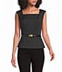 Donna Karan Woven Crepe Square Neck Sleeveless Blouse - Image 1