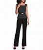 Donna Karan Woven Crepe Square Neck Sleeveless Blouse - Image 3