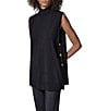 Donna Karan Woven Fine Merino Wool Mock Neck Cap Sleeve Sweater Tunic - Image 1