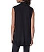 Donna Karan Woven Fine Merino Wool Mock Neck Cap Sleeve Sweater Tunic - Image 2