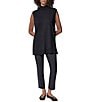 Donna Karan Woven Fine Merino Wool Mock Neck Cap Sleeve Sweater Tunic - Image 3
