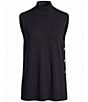 Donna Karan Woven Fine Merino Wool Mock Neck Cap Sleeve Sweater Tunic - Image 4
