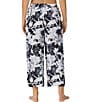 Color:Floral Print - Image 2 - Woven Floral Print Drawstring Waist Coordinating Cropped Sleep Pant