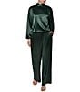 Donna Karan Woven Lux Drape Satin High Neck Long Sleeve Blouse - Image 3
