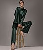 Donna Karan Woven Lux Drape Satin High Neck Long Sleeve Blouse - Image 6