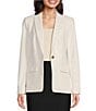 Donna Karan Woven Notch Lapel Long Sleeve Button Front Coordinating Blazer, Color:Cream - Image 1