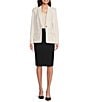 Donna Karan Woven Notch Lapel Long Sleeve Button Front Coordinating Blazer, Color:Cream - Image 3
