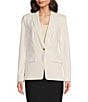 Donna Karan Woven Notch Lapel Long Sleeve Button Front Coordinating Blazer, Color:Cream - Image 4