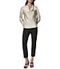 Donna Karan Woven Satin Back Crepe Front Cowl Neck Long Sleeve Blouse - Image 3