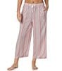 Color:Pink Stripe - Image 1 - Woven Striped Drawstring Coordinating Cropped Sleep Pant