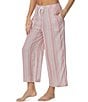 Color:Pink Stripe - Image 3 - Woven Striped Drawstring Coordinating Cropped Sleep Pant