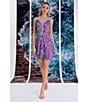 Color:Flamingo Pink - Image 6 - Chiffon Abstract Print V-Neck Sleeveless Double Strap Mini Dress