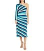Color:Blue - Image 1 - Crochet Stripe One Long Sleeve Midi Dress