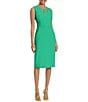 Color:Bright Jade - Image 3 - Cut Out Crew Neck Sleeveless Stretch Crepe Sheath Dress