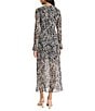 Donna Morgan Long Bell Sleeve Printed Mesh Sheath Midi Dress, Color:Cream/Black - Image 2